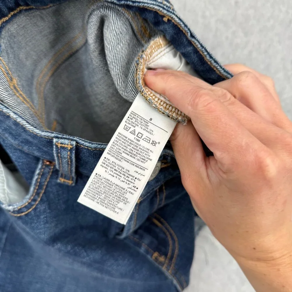 Old Navy Womens OG Straight High Rise Denim Cut Off Shorts Size 8 Blue NEW - Picture 6 of 11